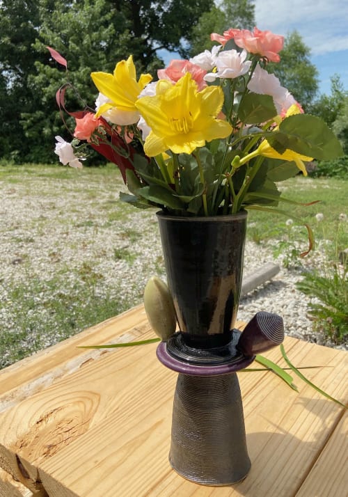 Vase w Purple Cone | Vases & Vessels by Bad Wolf Pottery | Bad Wolf Pottery in Taylorville