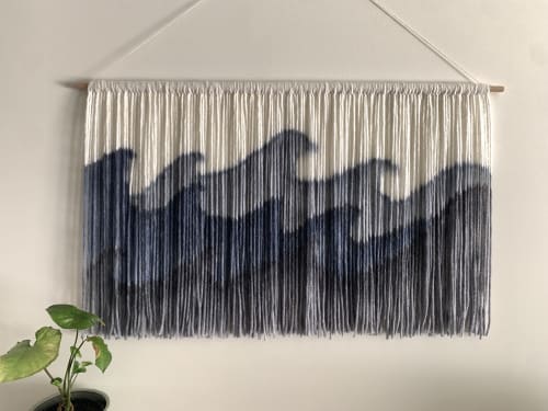 TIDES Hand Dyed Custom Wall Hanging, Textile Wall Tapestry | Macrame Wall Hanging in Wall Hangings by Wallflowers Hanging Art