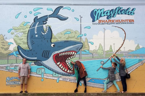 Mayfield Pool Murals | Street Murals by Trevor Dickinson | Mayfield Swimming Centre in Mayfield