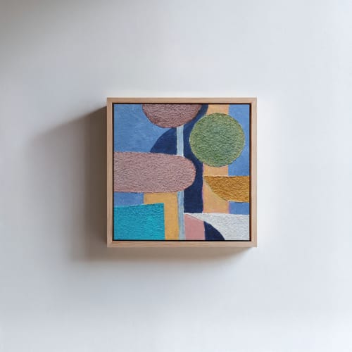 Vibrant Mid Century Modern Geometric Wall Art | 3D Textured | Oil And Acrylic Painting in Paintings by Berezart