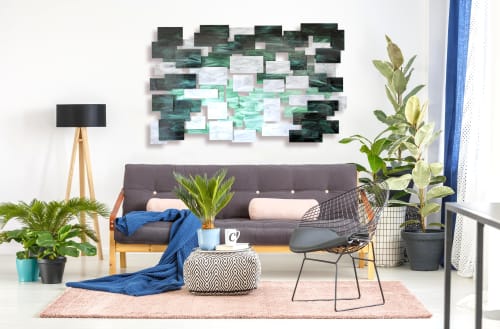 "Malachite" Glass and Metal Wall Art Sculpture | Wall Sculpture in Wall Hangings by Karo Studios