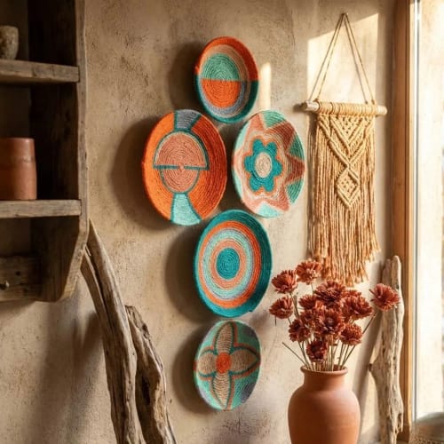 Set of 5 Basket Wall Decor, Woven baskets | Decorative Plate in Decorative Objects by Sarmal Design
