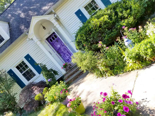 Whimsical Purple Door | Murals by Art of Adrienne | Private Residence, East Lansing in East Lansing