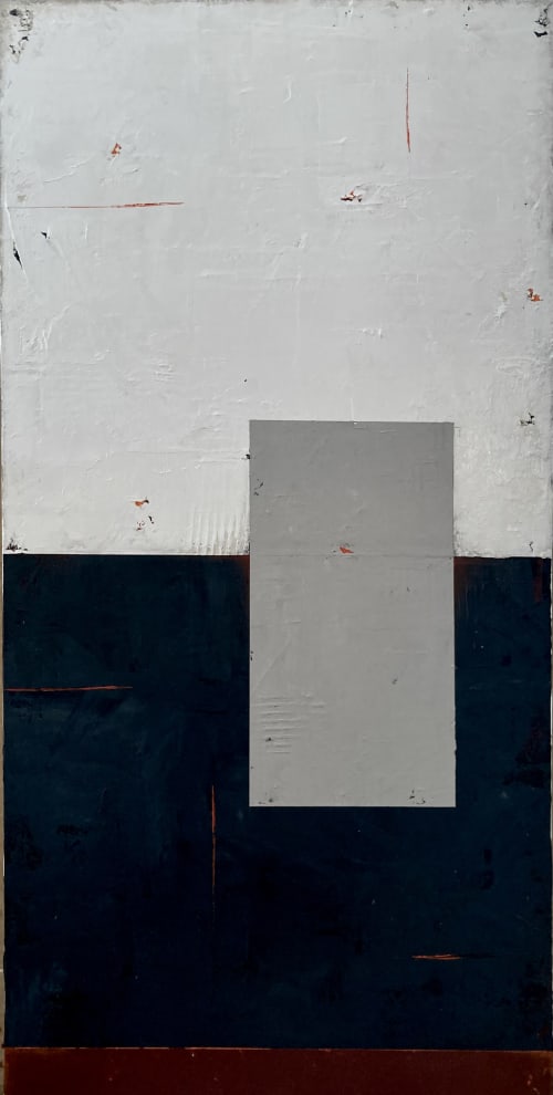 Gray Area 18x36 Original abstract acrylic on canvas. Framed | Oil And Acrylic Painting in Paintings by JD Logan Fine Art