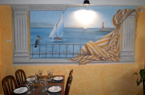 Indoor Mural | Murals by Sandra Renzi | Restaurante La Fondue in Palma