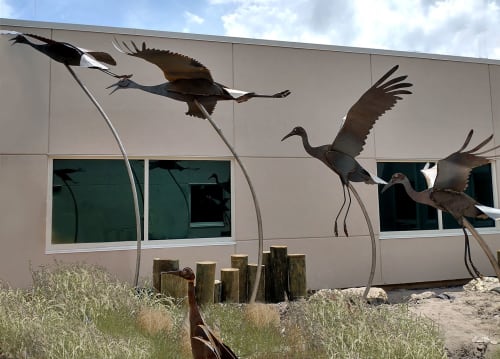 Sedge of Sandhill Cranes | Public Sculptures by Donald Gialanella | Baptist Medical Center Nassau in Fernandina Beach