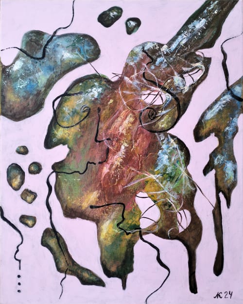 Pink World: Secrets of the Enchanted Realm, acrylic art | Oil And Acrylic Painting in Paintings by Lena Kolambet