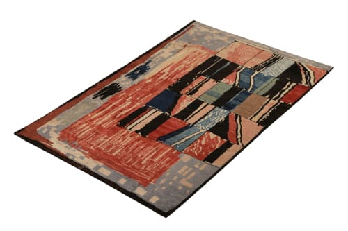 Rug & Kilim's Modern Geometric Traditional Red and Blue Wool | Area Rug in Rugs by Rug and Kilim
