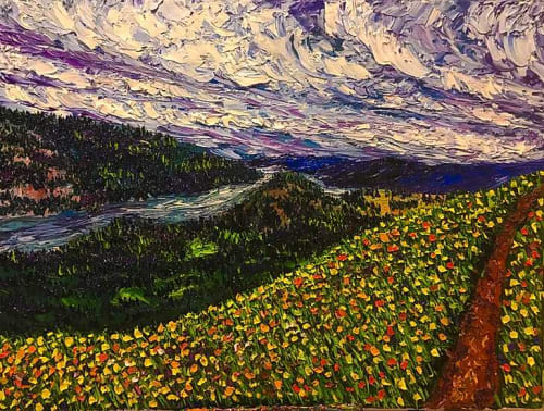 "Dog Mountain Summit" Painting | Oil And Acrylic Painting in Paintings by Eryn Tehan