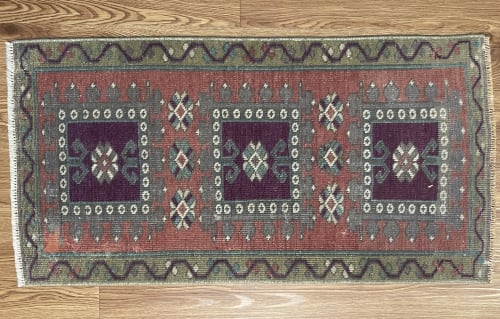 Hand-woven Turkish Rug Dooormat| 1.7 x 2.11 | Small Rug in Rugs by Wool and Rug