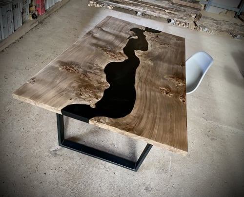 Cottonwood Burl Resin River Table | Live Edge Table | Dining Table in Tables by SAW Live Edge