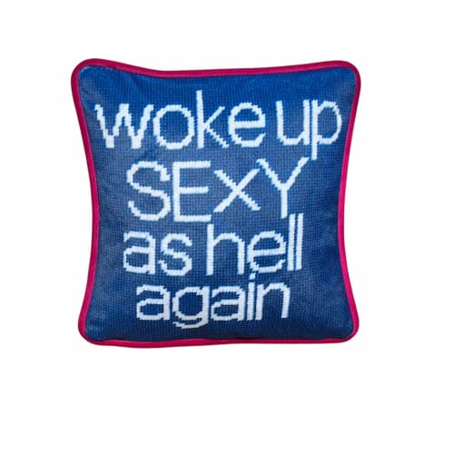 blue velvet WOKE UP SEXY AS HELL AGAIN custom made pillow | Pillows by Mommani Threads