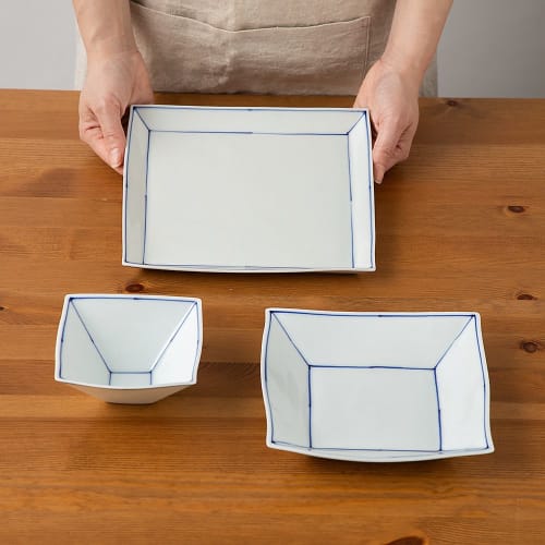 Blue Line Plate | Cups by Mayuki Kato / Ceramic Studio Singama