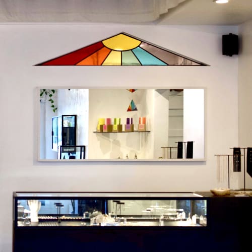 Stained Glass Panel for Somatic Good Fortune | Glasswork in Wall Treatments by Debbie Bean | Somatic Body Piercing in Long Beach