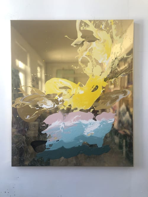 Apollos Aurora - gold mirror painting | Oil And Acrylic Painting in Paintings by Frederik Hesseldahl - The Art of Clean
