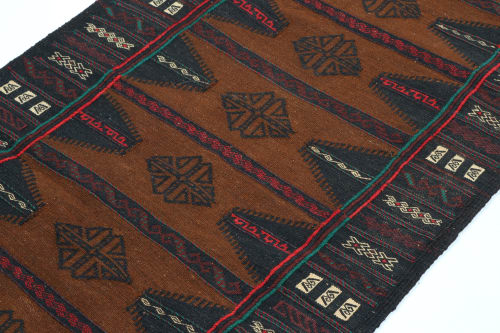 Vintage Persian Tribal Kilim in Brown with Navy Blue | Rugs by Rug and Kilim