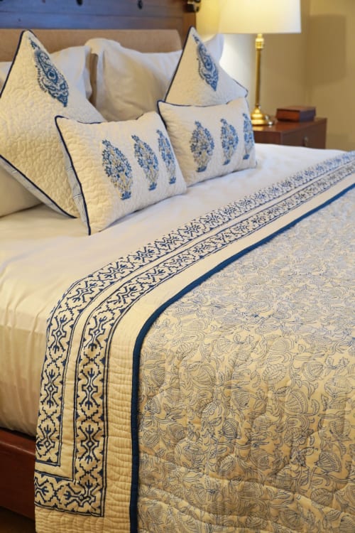 Bold Indigo Aztec Quilt | Linens & Bedding by Jaipur Bloc House