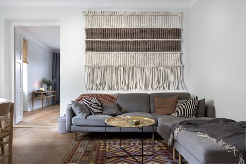 Large Macramé Wall Hanging Striped Brown Melange | Wall Hangings by MACRO MACRAME by Maeve Pacheco
