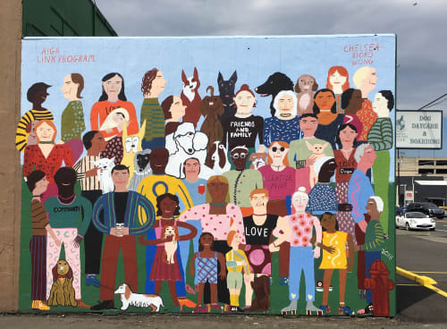Mural in Seattle, WA - a collaboration with high school students in the AIGA Link Art Program | Street Murals by Chelsea Wong | Seattle Canine Club in Seattle