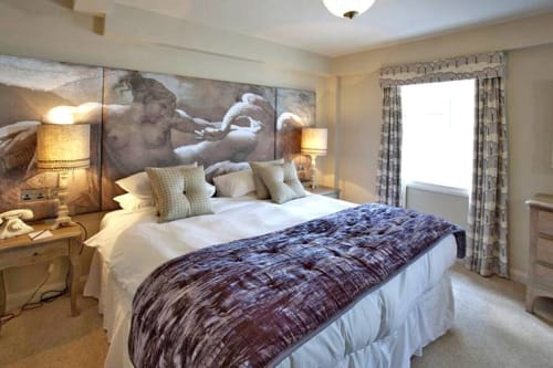 Custom Print Linen Headboard | Beds & Accessories by Space Innovation Ltd | The White Swan Hotel in Stratford-upon-Avon