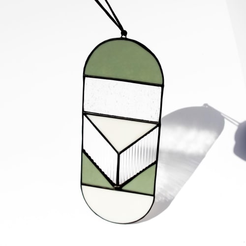 Oval Stained Glass Suncatcher | Glasswork in Wall Treatments by Studio Adeline