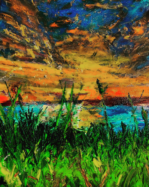 Sunrise / Sunset Original Nature-Inspired | Oil And Acrylic Painting in Paintings by Katie Lowran Art