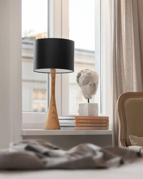 Hand Turned Oak Table Lamp