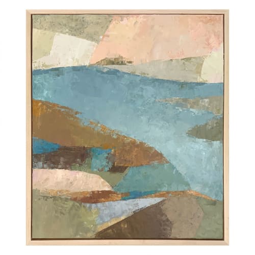 Contemporary Abstract Landscape in Maple Float Frame | Oil And Acrylic Painting in Paintings by Suzanne Nicoll Studio