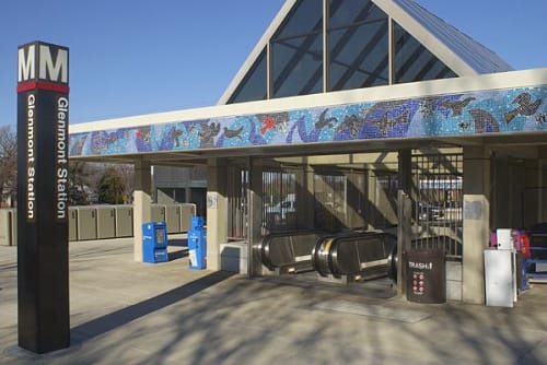 Sparrows and Stars, 2000 | Public Mosaics by Deirdre Saunder | Glenmont in Wheaton-Glenmont