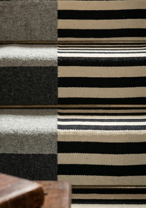 Handwoven Wool Modern Stair Runner Grey/Black/White Rug | Runner Rug in Rugs by Evergreen Carpets