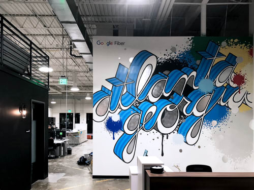 Google Fiber Mural | Murals by John Tindel | Google Fiber Space in Atlanta