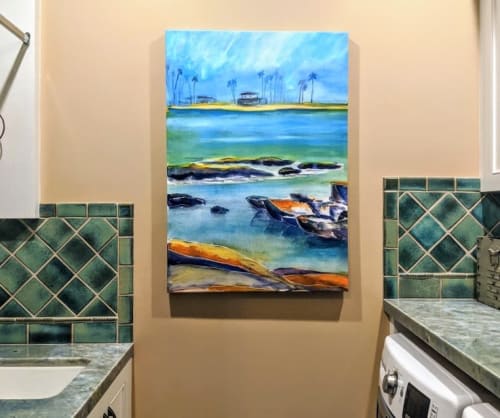 Rocks and Water on the shore | Paintings by Claudia E. Kazachinsky