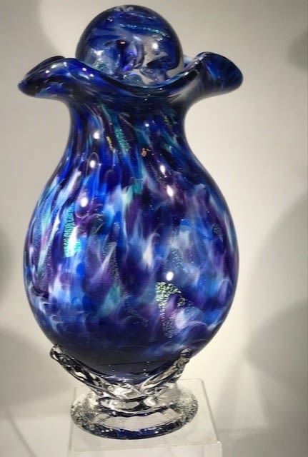 Custom Blown Glass Urn | Vases & Vessels by White Elk's Visions in Glass - Glass Artisan, Marty White Elk Holmes & COO, Jo Pierce