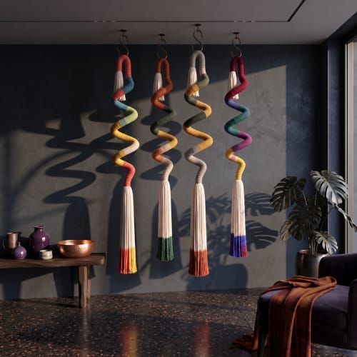 Custom Thread Wrapped Wall Sculpture | Sculptures by Sarmal Design