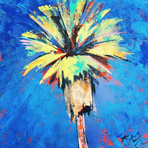 Cerulean Sizzle Palm | Oil And Acrylic Painting in Paintings by Kathleen Keifer