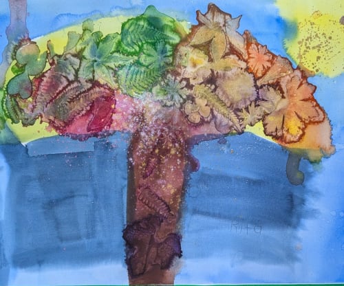 Leaf Print Tree - Original Watercolor | Paintings by Rita Winkler - My Art, My Shop - Where Every Stroke Speaks of Joy and Inclusion (watercolors by artist who has Down syndrome)