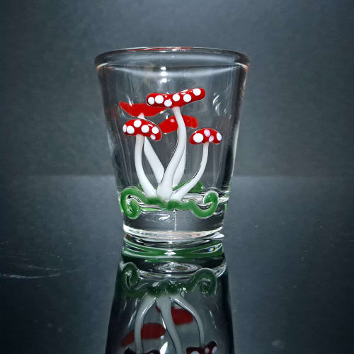 Amanita Mushroom Shot Glass | Drinkware by Sunshine Glass Gifts