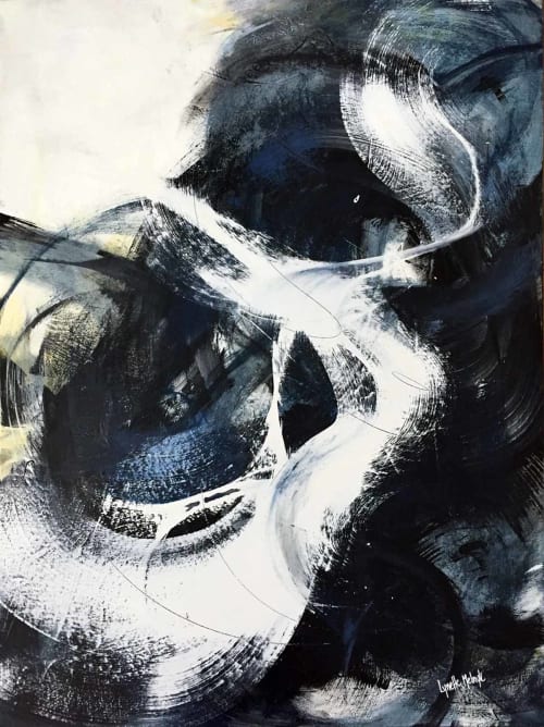 Abstract art in blue, black and white | Oil And Acrylic Painting in Paintings by Lynette Melnyk