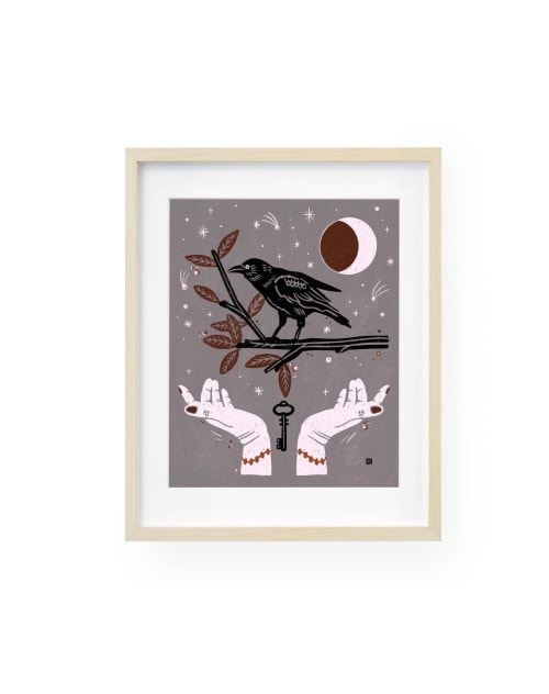 Mystical Raven - Bohemian Art Print | Paintings by Birdsong Prints