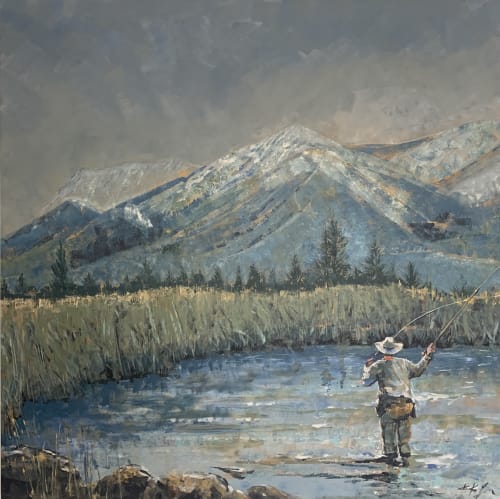 Fly Fishing at Dawn | Oil And Acrylic Painting in Paintings by Kathleen Keifer