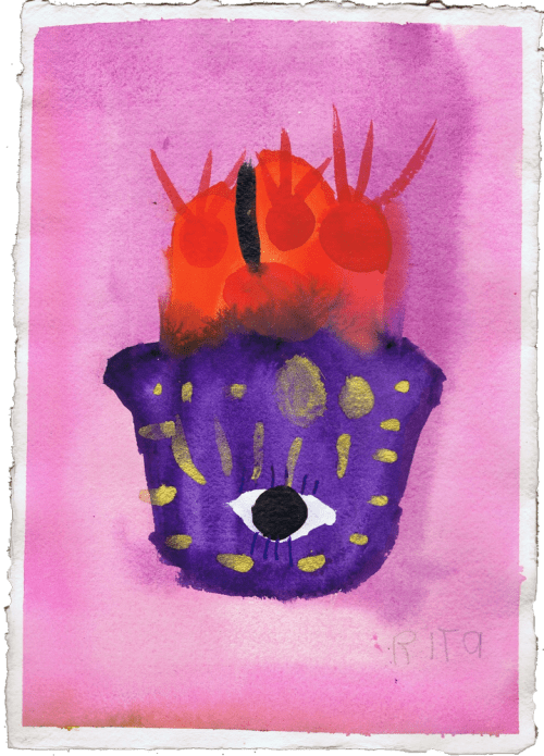 Pomegranate Hamza - Original Watercolor | Watercolor Painting in Paintings by Rita Winkler - My Art, My Shop -by Rita ... Where Every Stroke Speaks of Joy and Inclusion