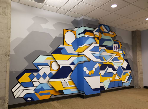 Abstract Interior Mural: Office setting | Murals by John Osgood | Shape Therapeutics in Seattle