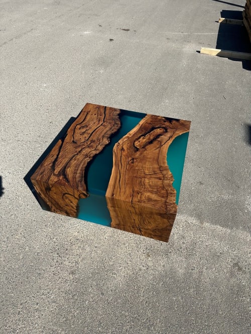 Waterfall Blue Epoxy Modern Coffee Table | Tables by Tinella Collection