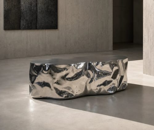 Faceted Steel Sculptural Bench — Diamante, Nitush Aroosh | Benches & Ottomans by Nitush M