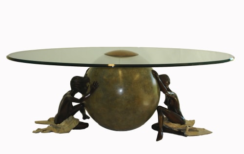 Bespoke glass and bronze table | Tables by Eleanor Cardozo