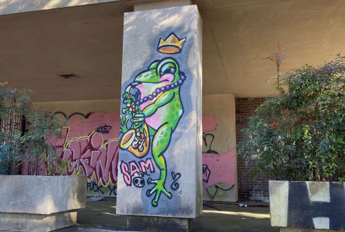 Mardi Gras Party Frog Street Art | Street Murals by Sam Soper — Mural Art & Illustration