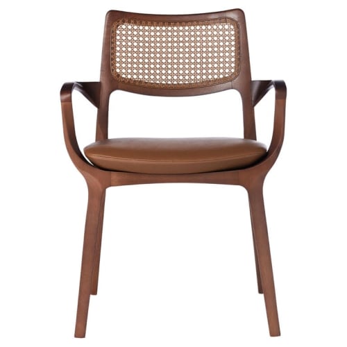 Post-Modern Style Aurora Chair in Sculpted Walnut Finish | Armchair in Chairs by SIMONINI