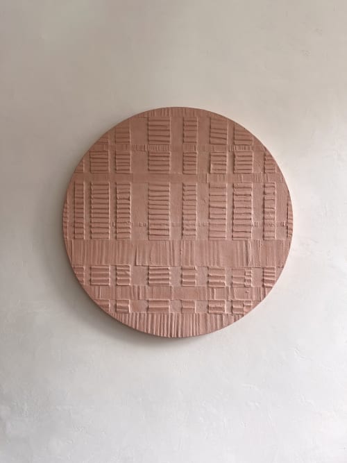 Terracotta Pink Monochrome Texture Artwork Panel | Paneling in Wall Treatments by Elsa Jeandedieu Studio