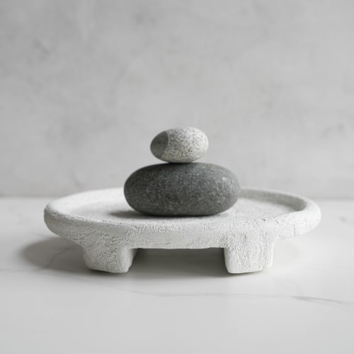 Large Footed Tray in Alpine White Concrete | Decorative Objects by Carolyn Powers Designs