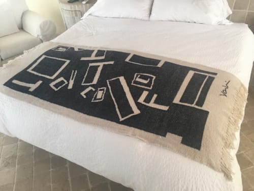 LIKE IT OR NOT: 2M LONG HANDWOVEN WOOL THROW $930 US Retail | Linens & Bedding by BLACK LINE CRAZY | Designed by artist Mary van de Wiel